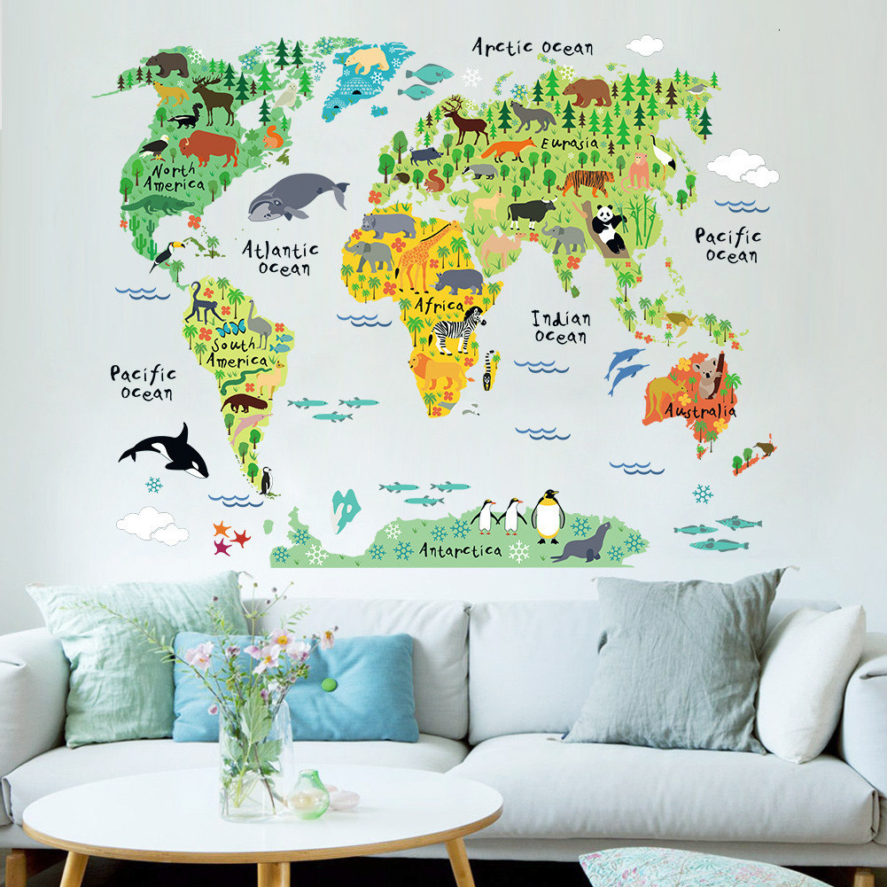 China Factory Direct Wholesale World Traveler Wall Sticker with high quality for Room Decorations world map kids sticker free