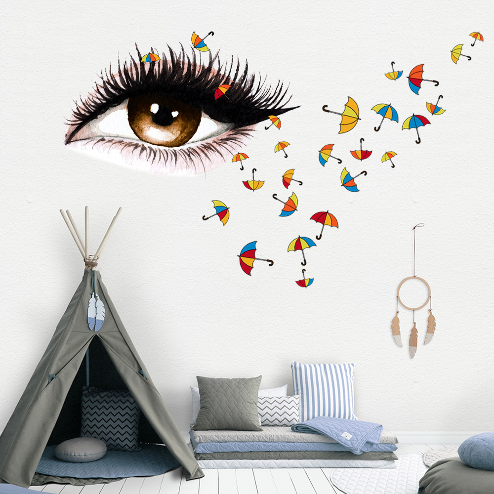 Girls Bedroom Wall Art Decal Vinyl Room Home Decoration Butterfly Wall Decals Girls Eyes Wall Stickers