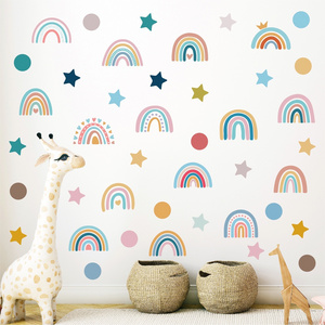 4 sheets/pack Rainbow Wall Decal Bohemian Star Dot Boho Kids Room Bedroom Decoration Self adhesive Vintage Wall Decal