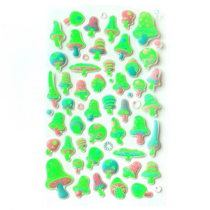 OEM&ODM factory price custom glow in the dark 3d epoxy resin sticker mushroom nigh glow star sticker supplier