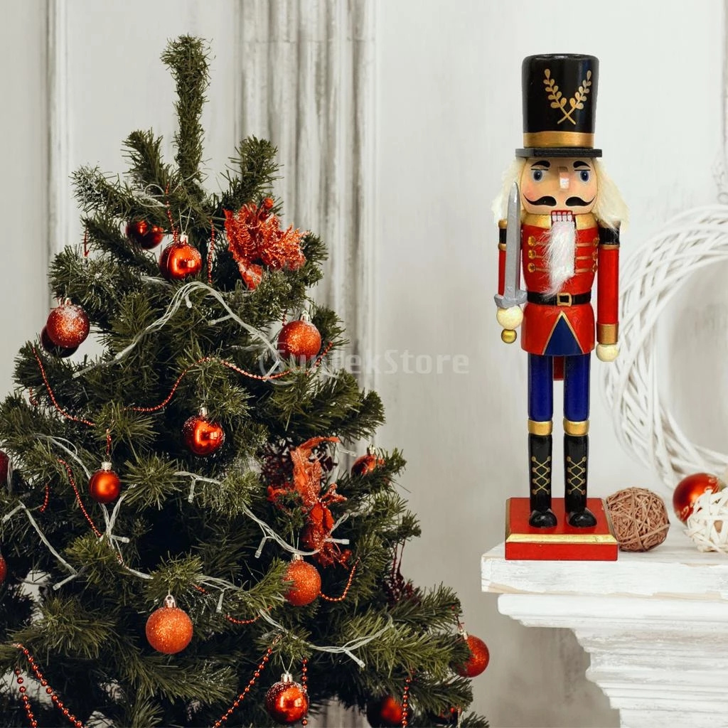 30cm Tall Wooden Nutcracker Christmas Decorations Nutcrackers Soldier on Stand