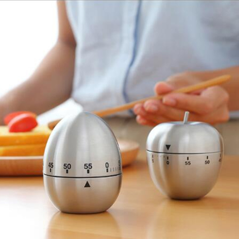 60 Minutes Stainless Steel Egg shape kitchen Timers Cooking Clock Alarm