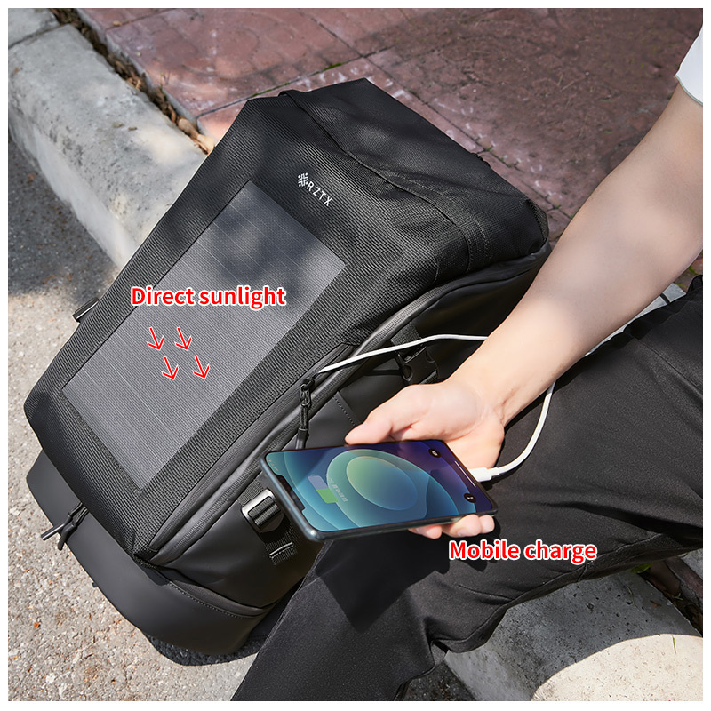 17-Inch Waterproof Laptop Backpack USB Charger Custom Anti-theft Business Travel School Bag Fashion Solar Panel Backpacks