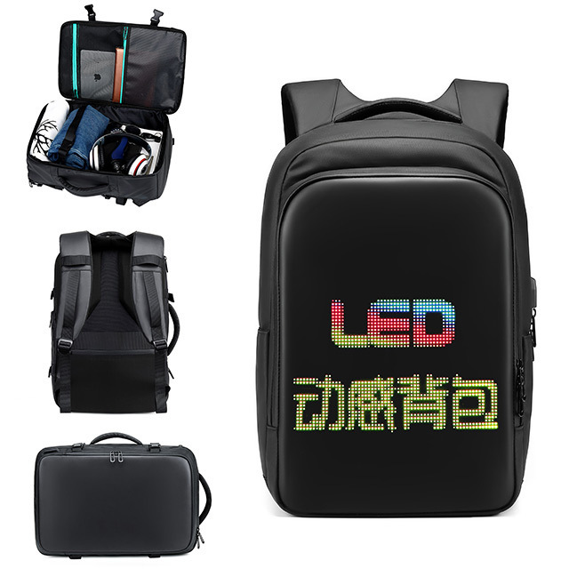 CRELANDER DIY Cool Black LED Knight Backpack Waterproof Hard Shell with Bluetooth for Motorcycle Riding