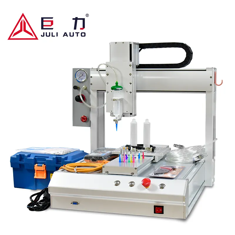 automatic 30ML silicone / epoxy resin / UV liquid glue dispenser CNC glue dispensing machine syringe needle robot dispens glue