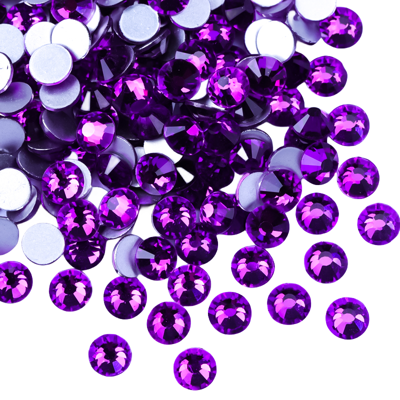 New Color Divine Hyacinth Customized Package Logo Non Hotfix Factory Wholesale Flat Back Glass Rhinestones For Crafts In Bulk