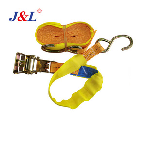 JULI truck loading belt cargo strap 0.8T-10T 6M-12M with ratchet hook s hook close double j hook tie down cargo lashing belt