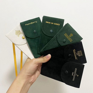 Watches Bag Velvet Suede Leather Custom Logo Single Watch Travel Pouch Envelope Case Green Premium Watch Pouch With Insert