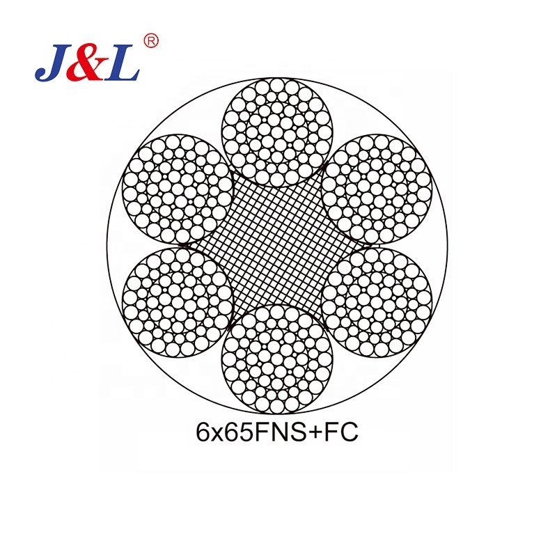 Julisling Factory Sale 6X65FNS+FC Ungalvanized Lifting and Elevator 16mm Steel Wire Rope Lifts Smooth ISO Galvanized Cutting GB