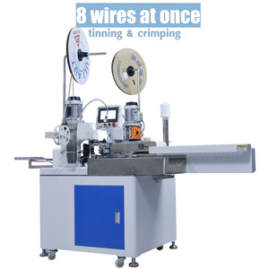 8 wires terminal crimping tinning machine automatic cable cutting stripping double head wire crimp single head dip tin machine