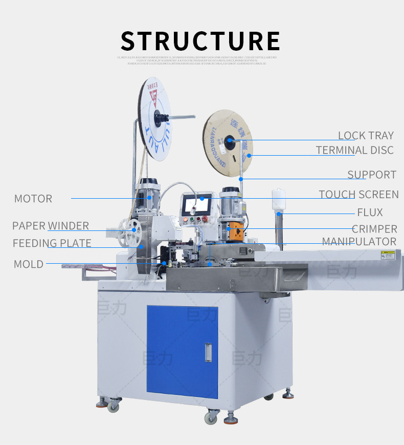 8 wires terminal crimping tinning machine automatic cable cutting stripping double head wire crimp single head dip tin machine