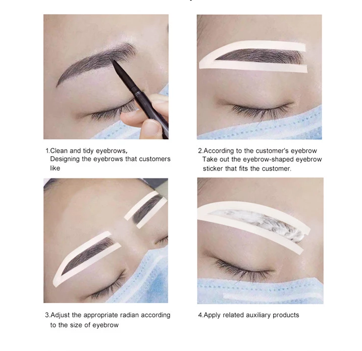 Eyebrow Tattoo Auxiliary Sticker Eyebrow Shaping Stencils Microblading Supplies Disposable Adhesive Eyebrow Template Permanent