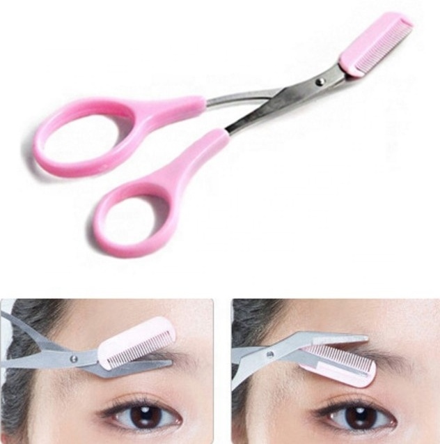 JULONG Women Scissor comb Eyelash tool Eyebrow shear groom eye brow Trimmer cosmetic makeup hair trim