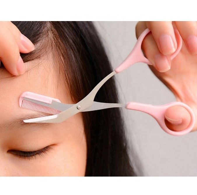 JULONG Women Scissor comb Eyelash tool Eyebrow shear groom eye brow Trimmer cosmetic makeup hair trim