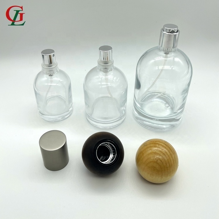 High End 30 50 100ml Crystal Perfume Spray Glass Bottles Unique Round Shape Perfume Bottle with Ball Shape cap