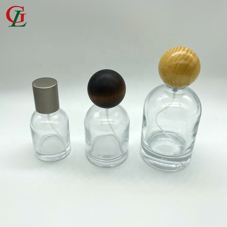 High End 30 50 100ml Crystal Perfume Spray Glass Bottles Unique Round Shape Perfume Bottle with Ball Shape cap