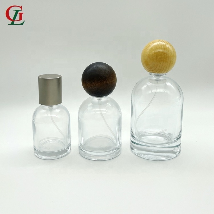 High End 30 50 100ml Crystal Perfume Spray Glass Bottles Unique Round Shape Perfume Bottle with Ball Shape cap