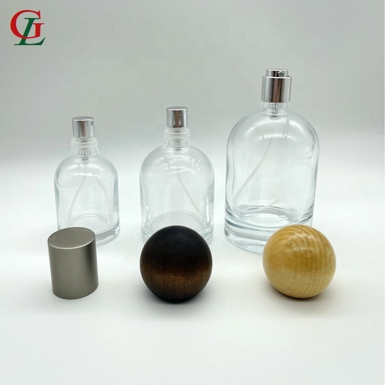 High End 30 50 100ml Crystal Perfume Spray Glass Bottles Unique Round Shape Perfume Bottle with Ball Shape cap