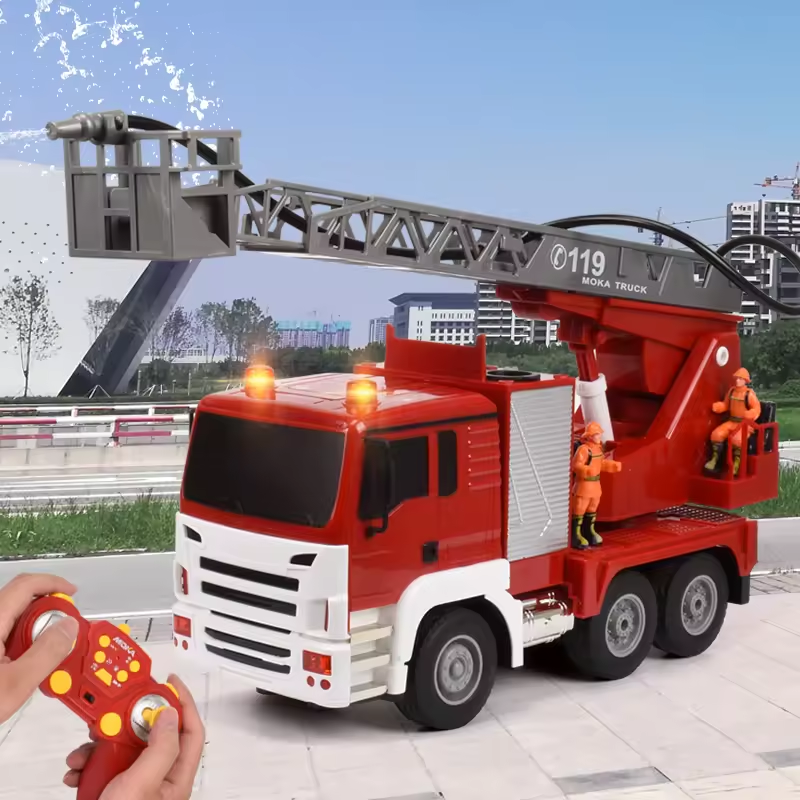 New arrival Children alloy transport lights and sound and friction Fire Truck Toy RC Fire Engine Truck