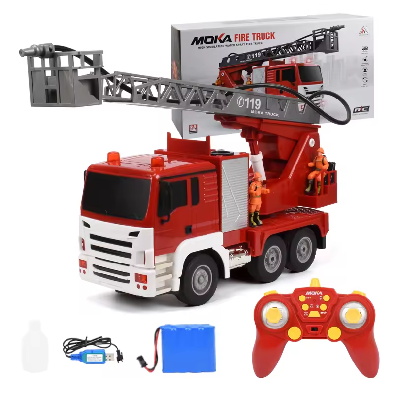 New arrival Children alloy transport lights and sound and friction Fire Truck Toy RC Fire Engine Truck