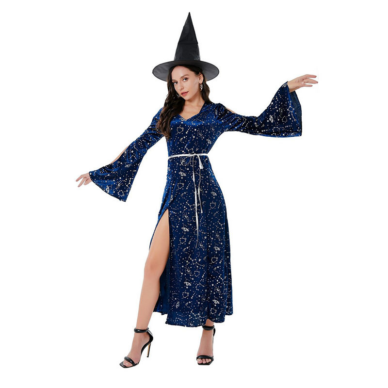 Halloween Maleficent Witch Cosplay Stage Costume Dark Female Witch Devil Costume