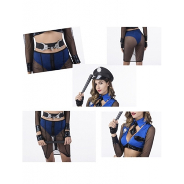 Ladies Police Cop Halloween Costume Fancy Dress Sexy Outfit Woman Officer Costume