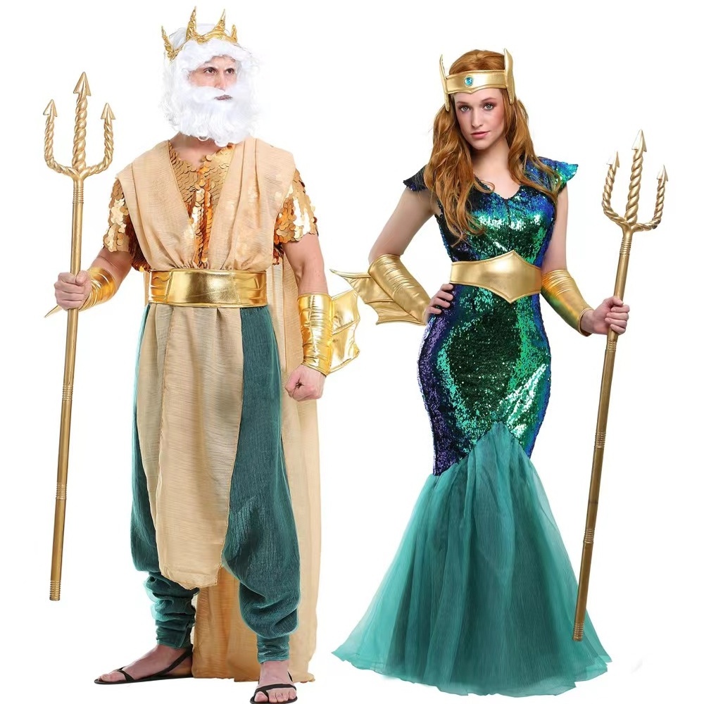 Halloween Movies Ancient Greek Sea God  Cosplay Costumes Sea Goddess Mera Queen Performing  stage costumes