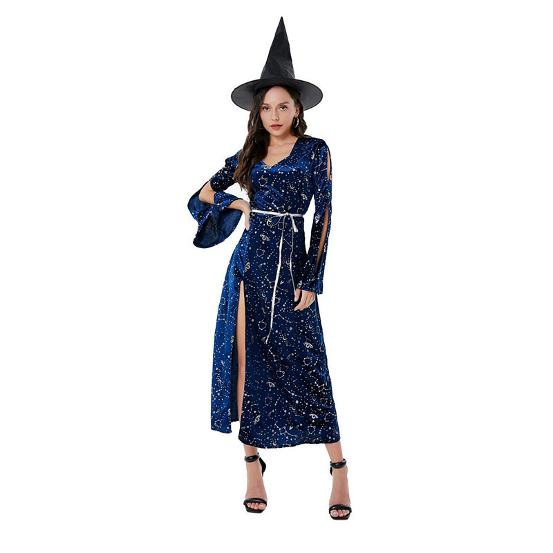 Halloween Maleficent Witch Cosplay Stage Costume Dark Female Witch Devil Costume