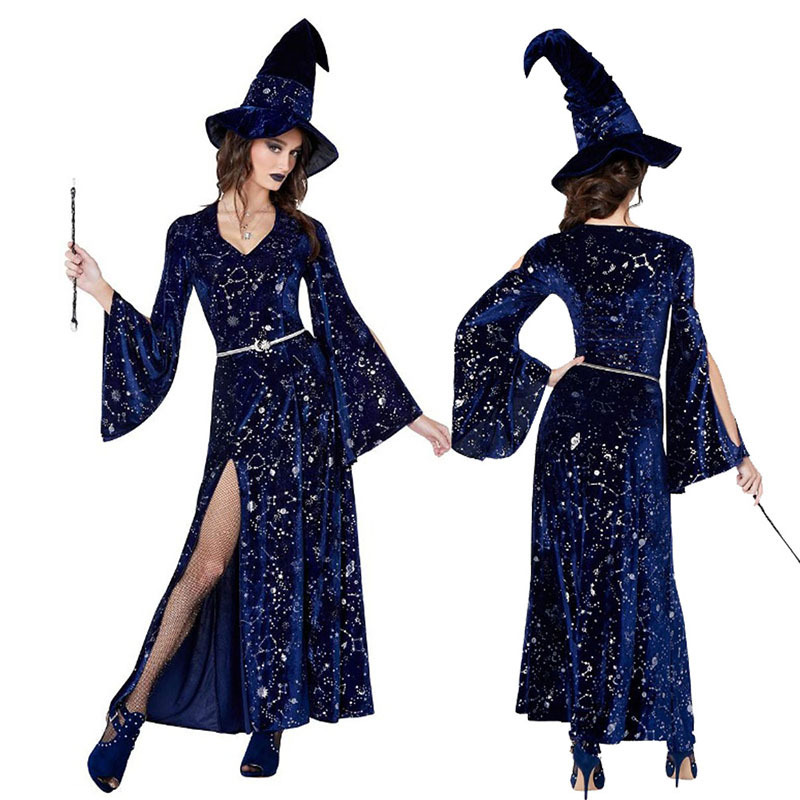 Halloween Maleficent Witch Cosplay Stage Costume Dark Female Witch Devil Costume