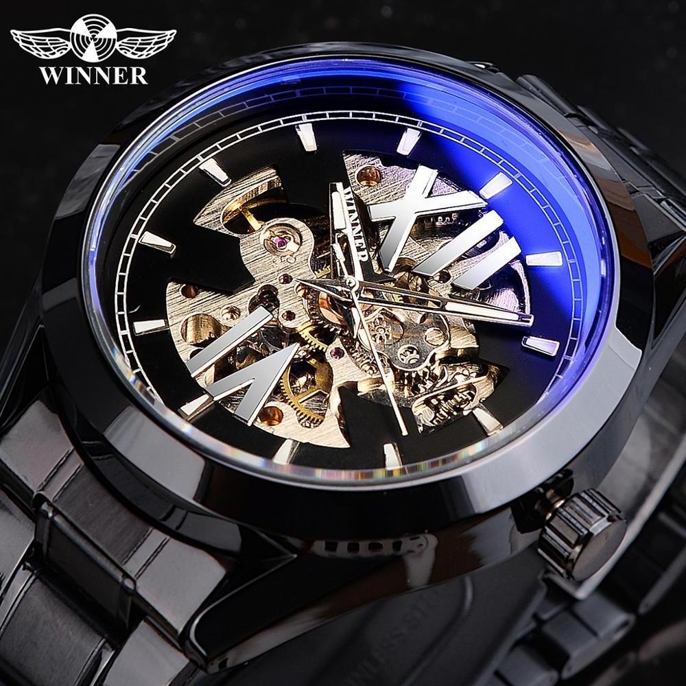 Winner SLZg101 Fashion hollow out  Men Automatic Mechanical Watch  Stainless Steel Water Resisttant Wristwatch