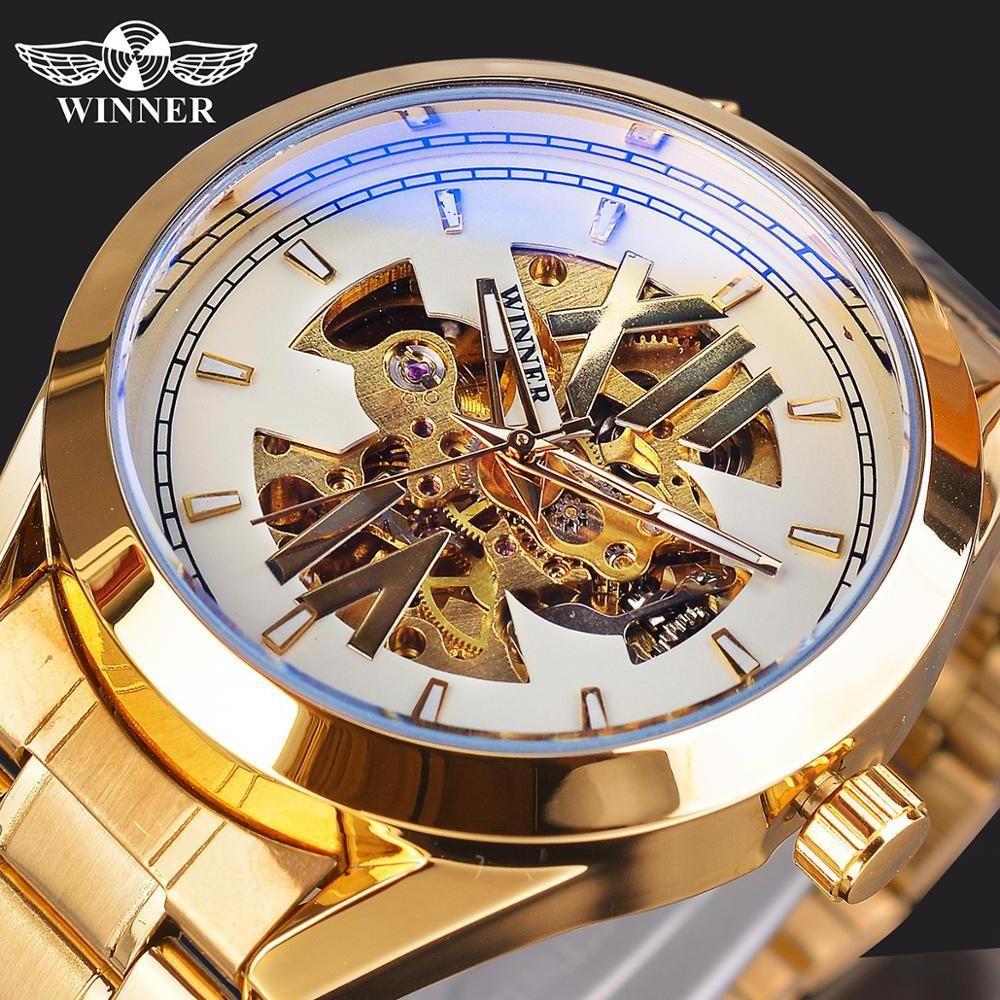 Winner SLZg101 Fashion hollow out  Men Automatic Mechanical Watch  Stainless Steel Water Resisttant Wristwatch