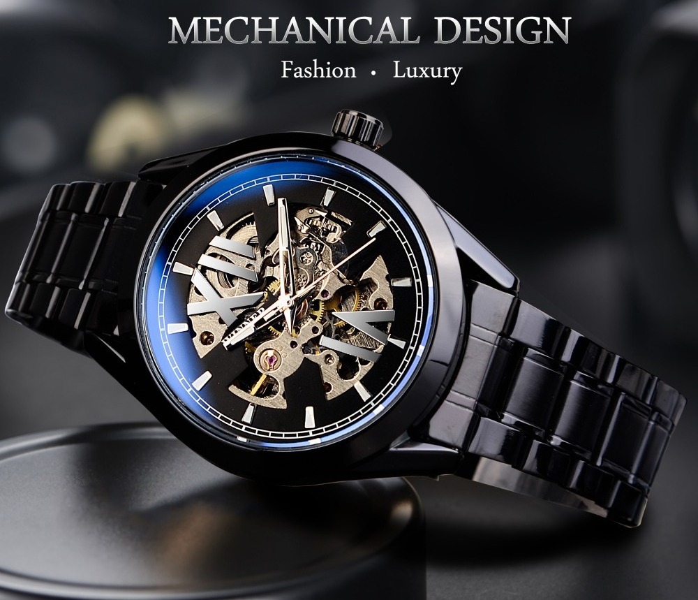 Winner SLZg101 Fashion hollow out  Men Automatic Mechanical Watch  Stainless Steel Water Resisttant Wristwatch