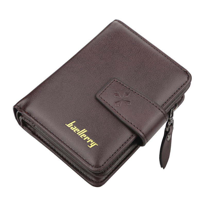 Baellerry D9155 men's short multi-card vertical zipper buckle coin purse multifunctional short wallet