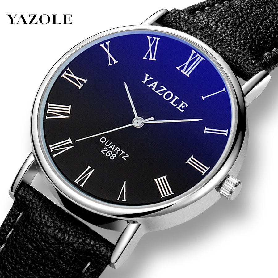 Yazole 268 big size fashion business men's watch waterproof belt customization watches for couple