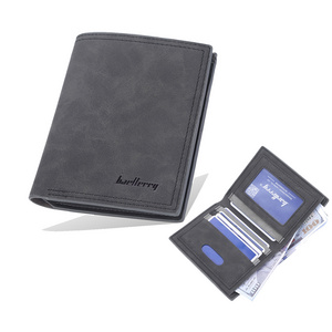 High Quality Pu Leather Baellery Short Frosted Multi-card Men's Fashion Open Horizontal Card Holder Wallet