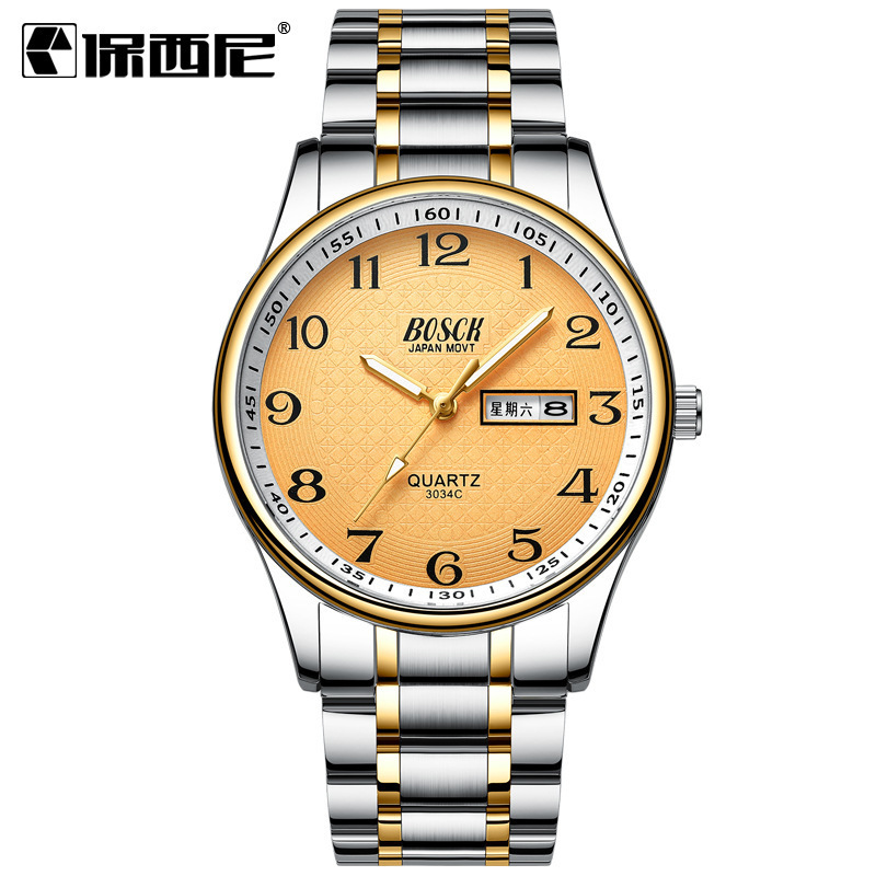 Bosck 5682 calendar men wrist waterproof luminous fashion quartz lighter custom logo watch