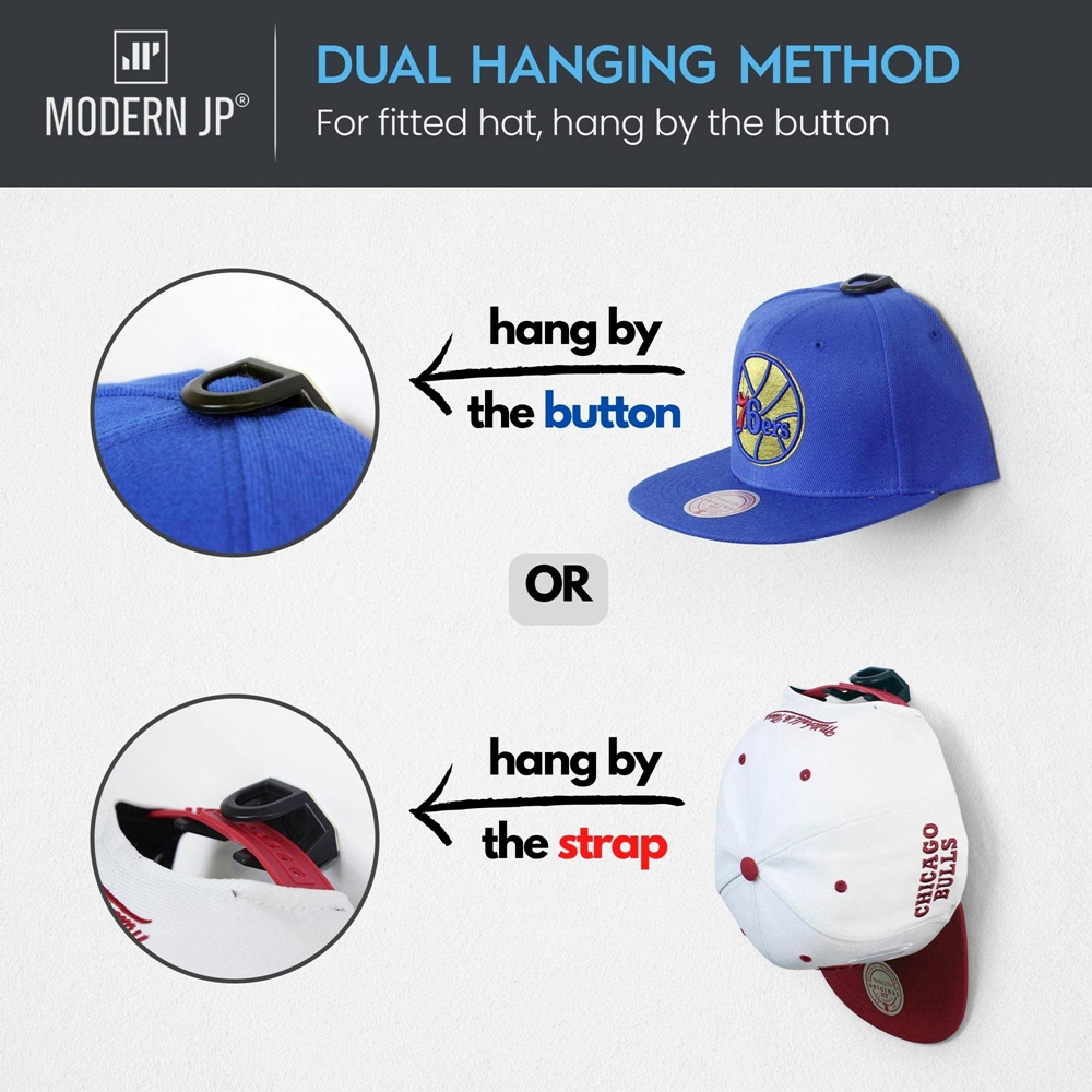 Hat Hooks for Baseball Caps Fashion Self-Adhesive Hat Racks Hat storage for Boys Girls Room Decor