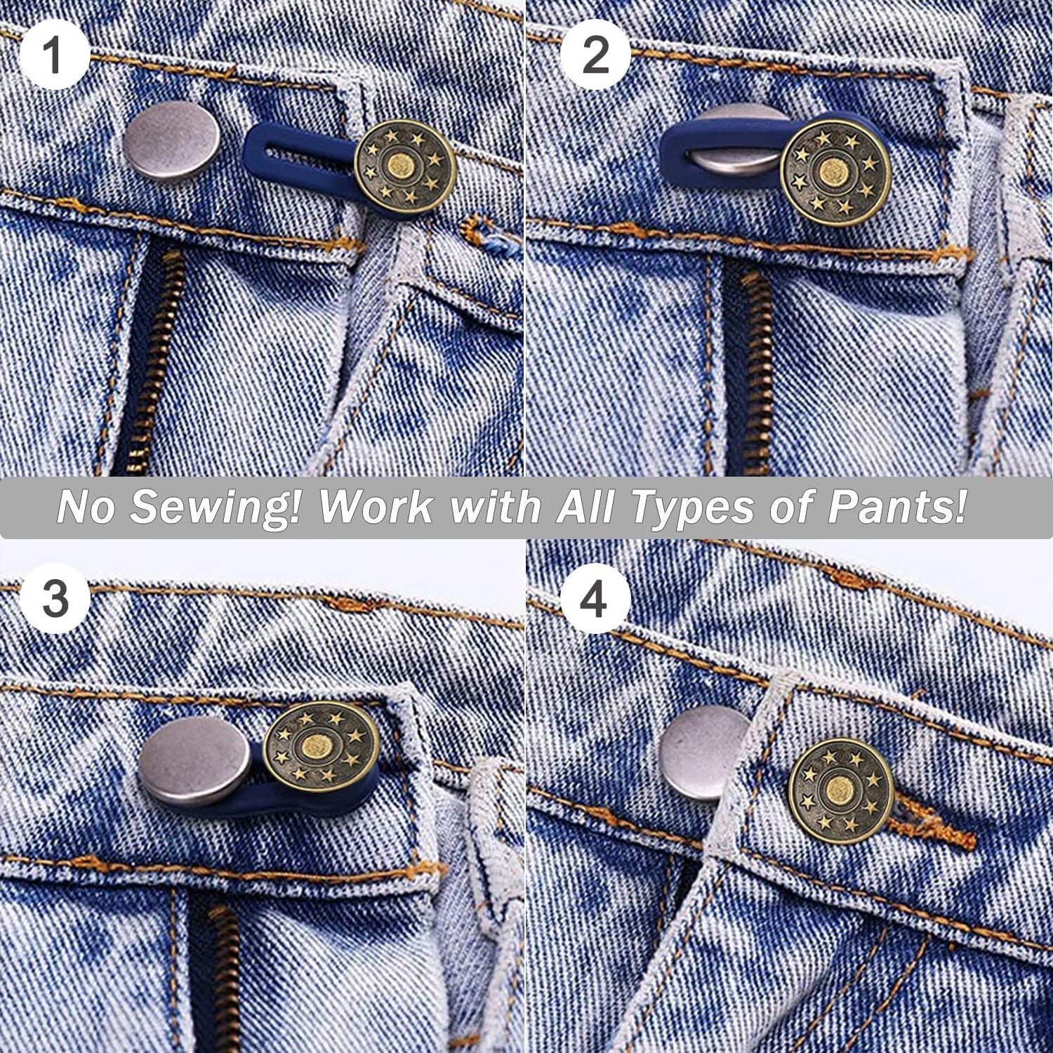 Button Extenders for Jeans Pants Button Waistband Extender Flexible Adjustable Elastic Waist Extenders for Pants Jeans