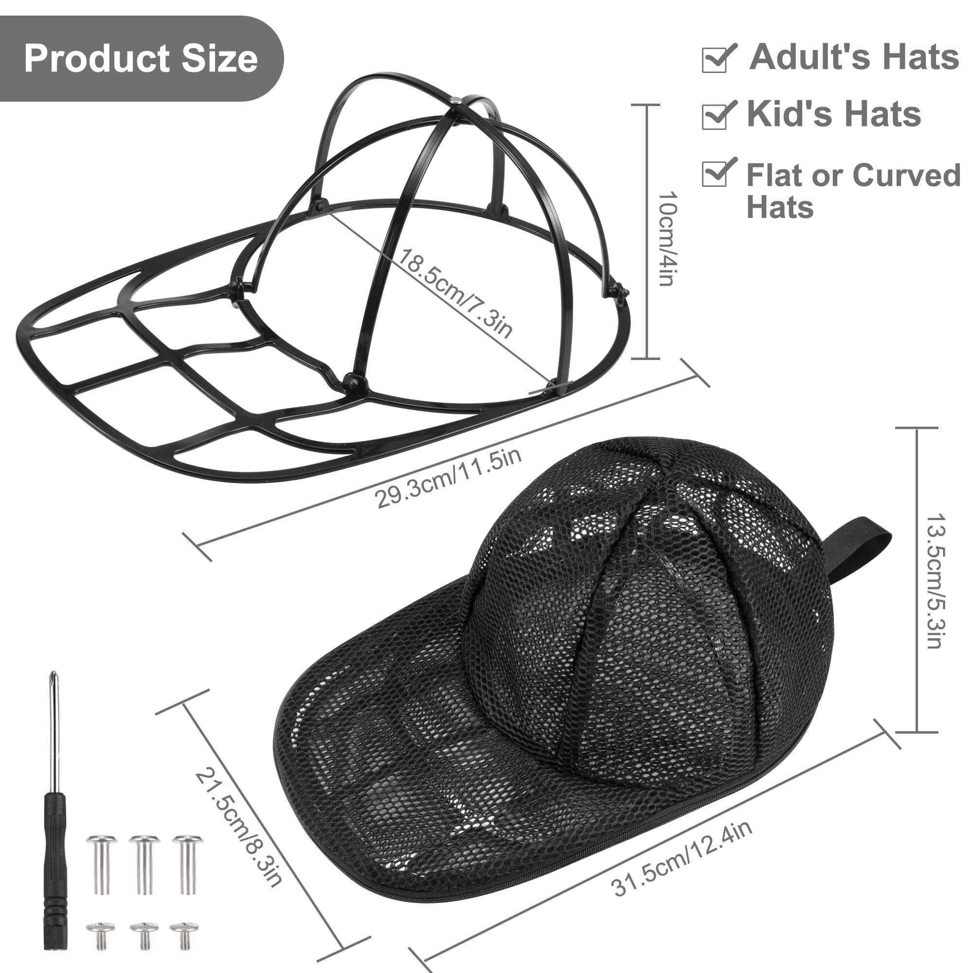 Hat Washer for Washing Machine cap Cleaner for Baseball Caps Hat Rack/Organizer for Dishwasher, Foldable Washing Hat Cage