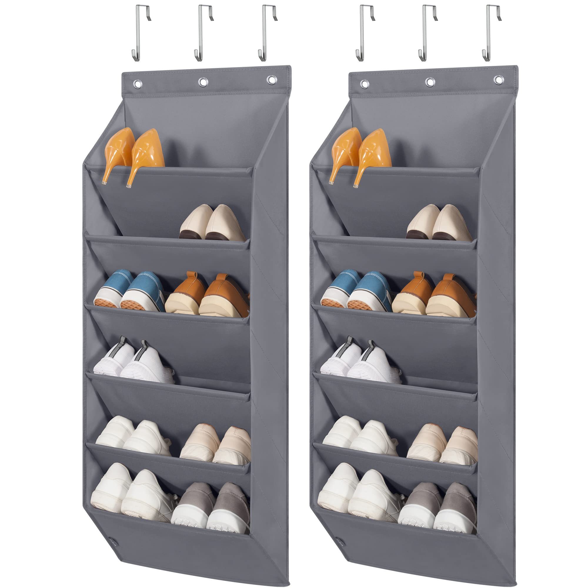 Over the Door Shoe Organizer Hanging Large Pockets Rack Organizer for Closet and Dorm Narrow Door Shoe Storage