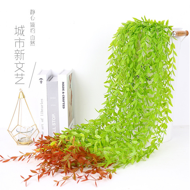 Simulation Plant Willow Leaf Rattan Wedding Ceiling Wall Hanging Plastic Green Leaf Rattan Hanging Christmas Decoration