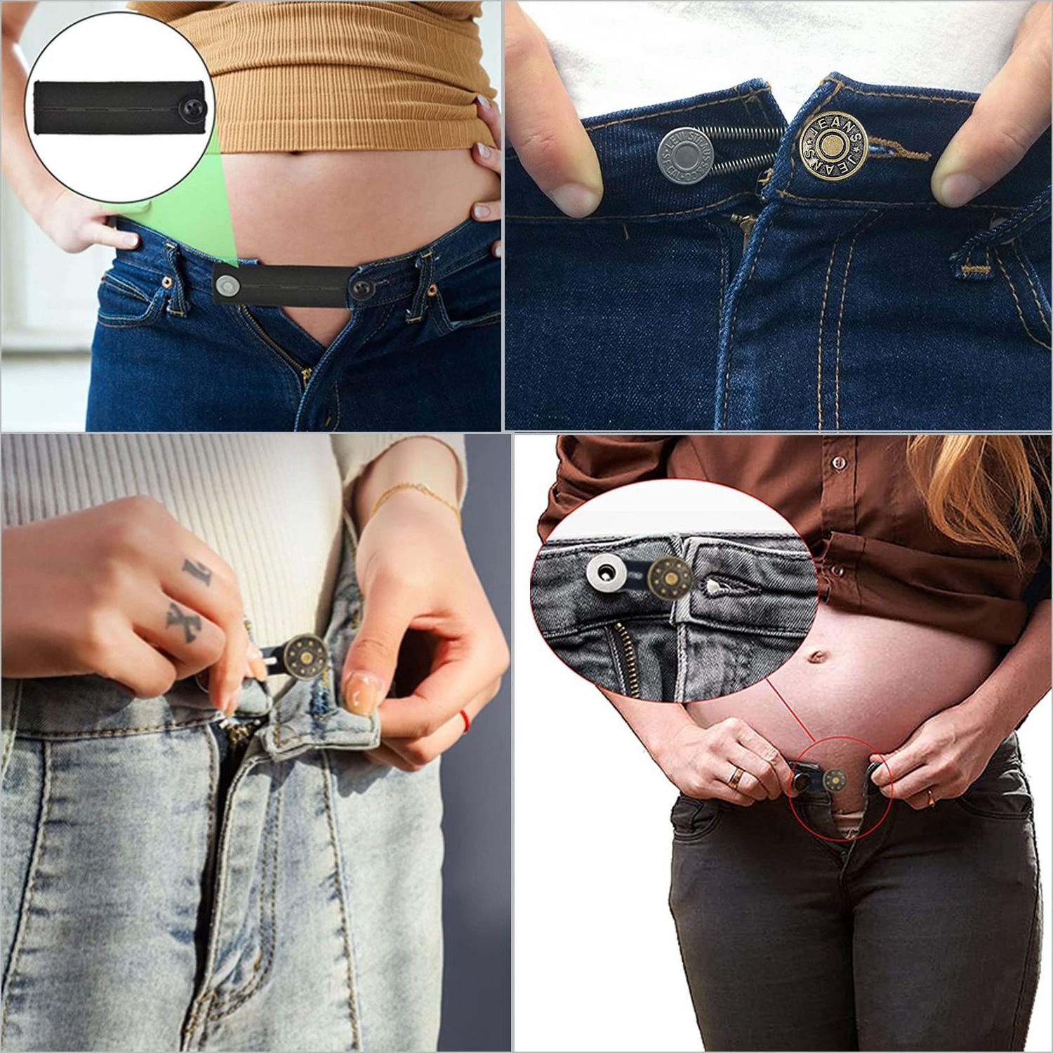 Button Extenders for Jeans Pants Button Waistband Extender Flexible Adjustable Elastic Waist Extenders for Pants Jeans