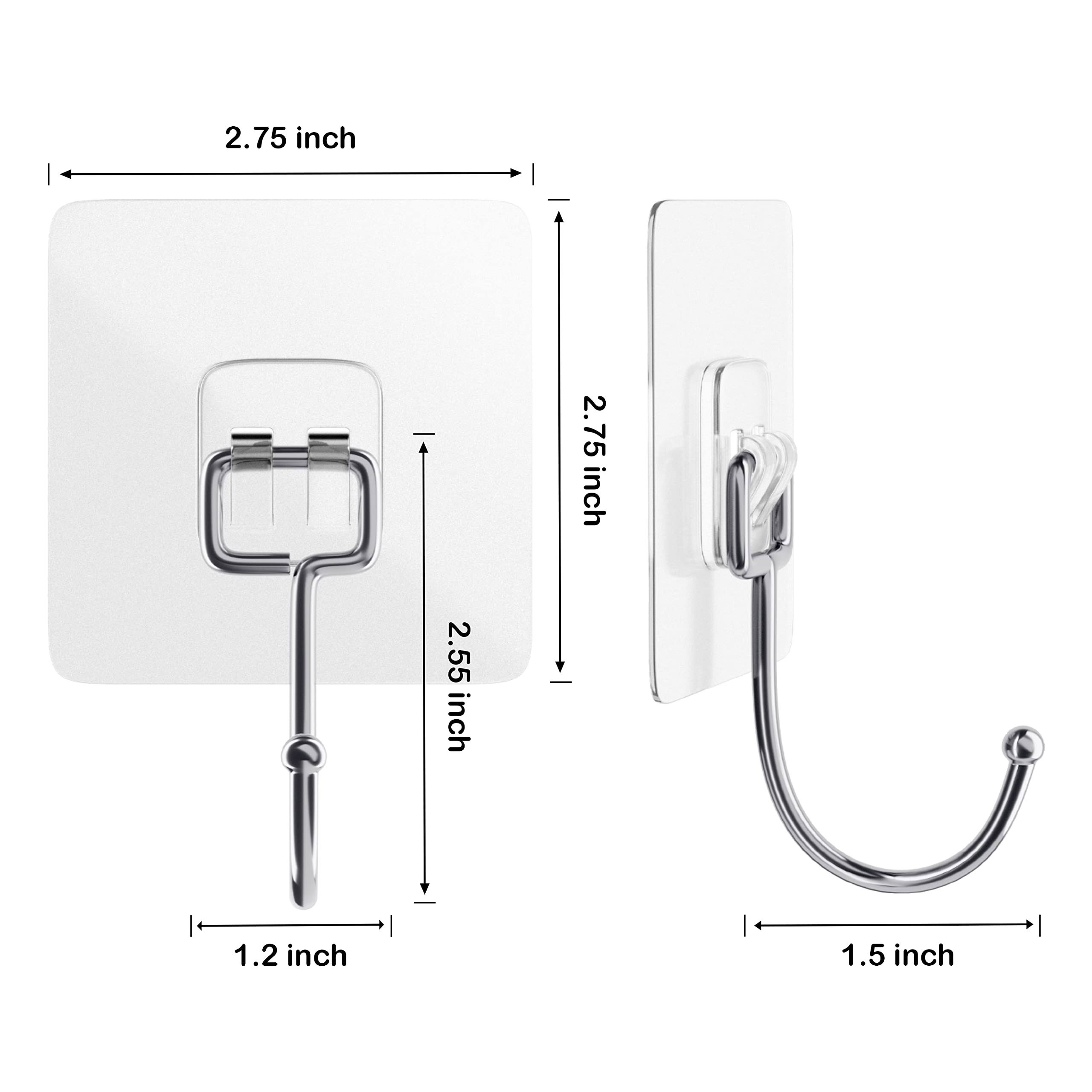 Adhesive Hooks for Hanging Heavy Duty Wall Hooks Self Adhesive Towel Waterproof Transparent Hooks for Bags Bathroom Shower