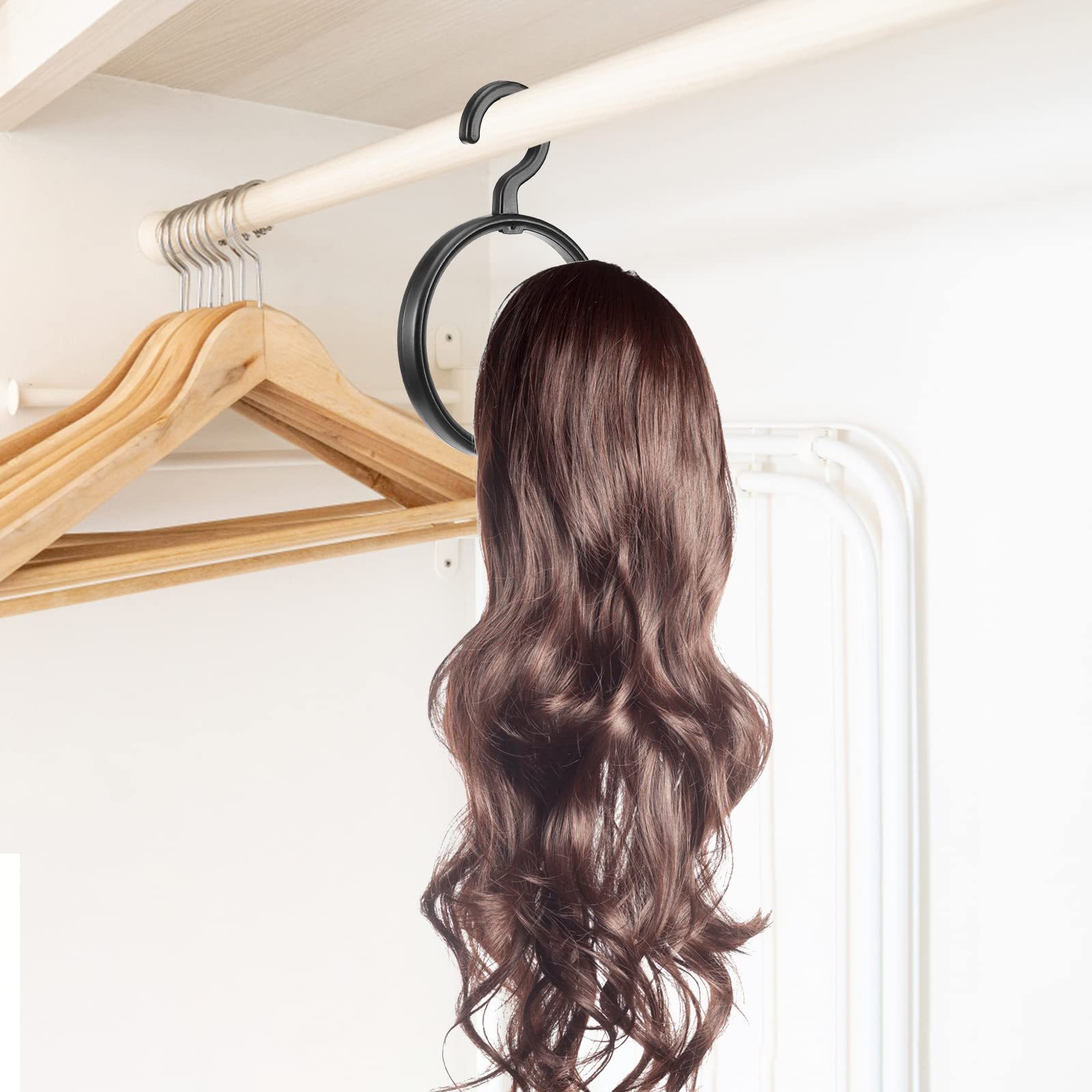 Hanging Wig Stand Portable Hanger for Multiple Collapsible Display Stand Holder Rack for Wigs and Hats