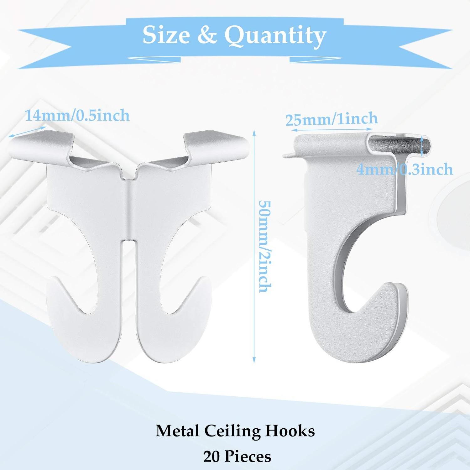 Metal Drop Ceiling Hooks Stainless Steel Ceiling Hanger T-Bar Track Clip Suspended for Hanging Office Classroom Decorations