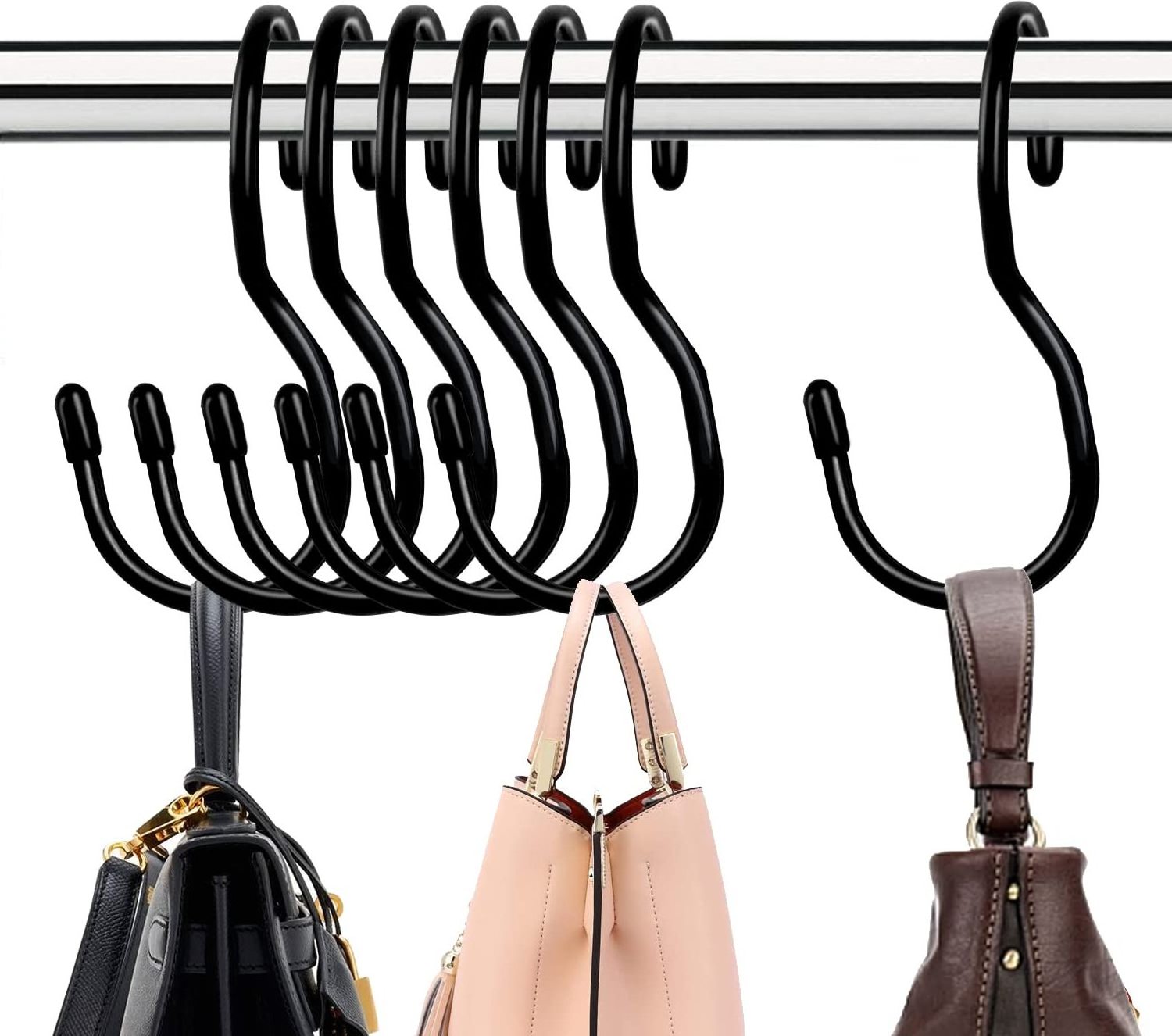 Purse Hanger for Closet Unique Twist Design Bag Hanger Purse Hooks, Large Size Closet Rod Hooks for Hanging Bags