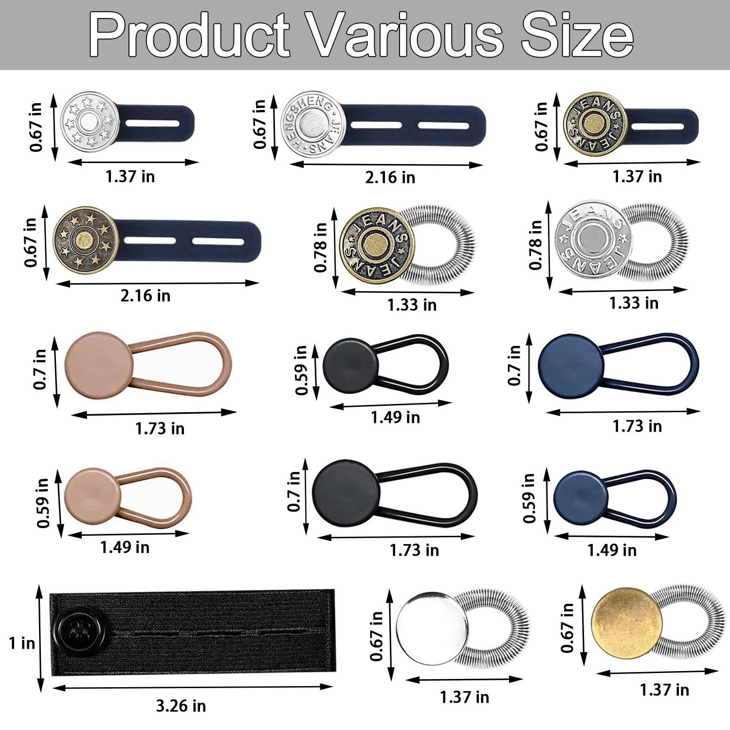 Button Extenders for Jeans Pants Button Waistband Extender Flexible Adjustable Elastic Waist Extenders for Pants Jeans