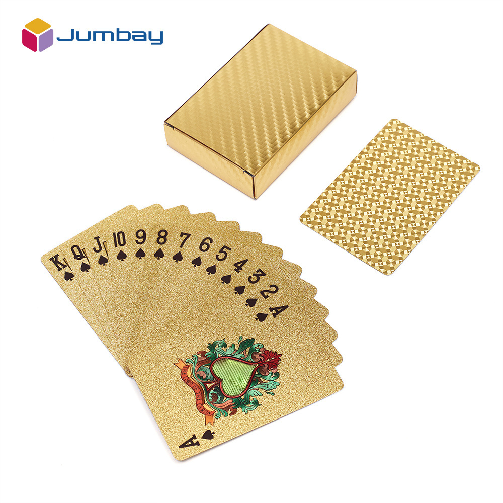 Custom high grade gold plated golden Dubai 999.9 gold wooden gift box playing cards