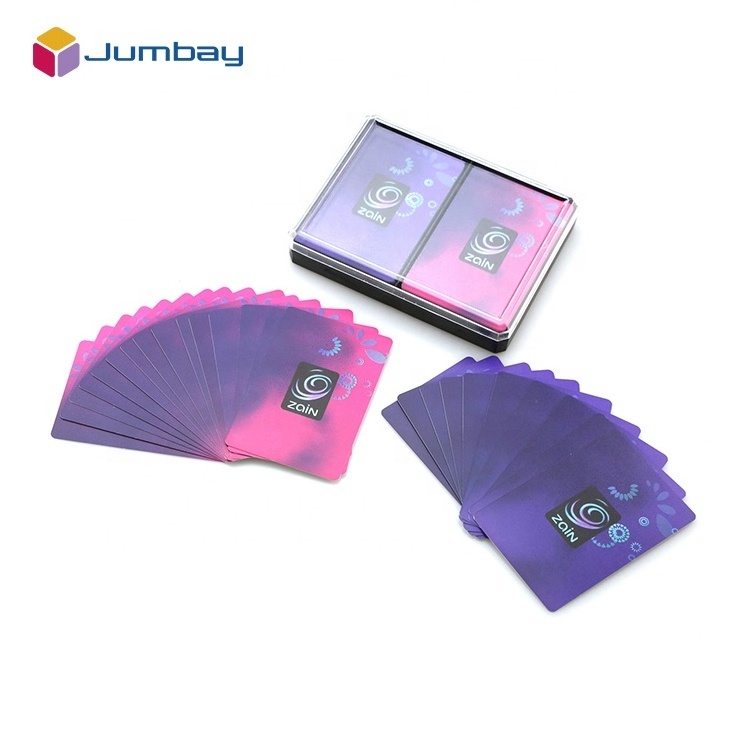 Hot seller double deck zain playing cards custom 100% plastic playing cards custom printed