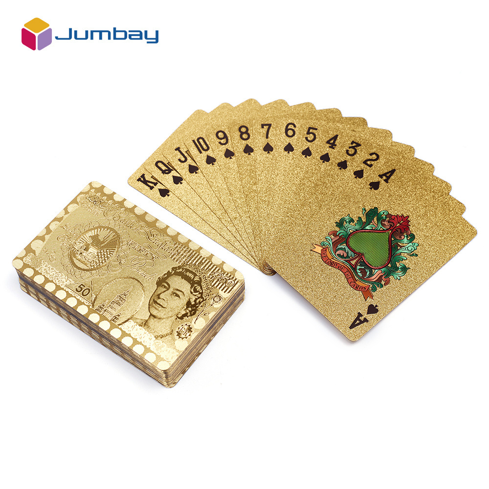 Custom high grade gold plated golden Dubai 999.9 gold wooden gift box playing cards